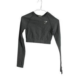 Gymshark Vital Seamless Long Sleeve Gray Crop Top with Thumbholes Size S